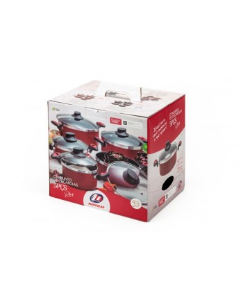 CJ. CAÇAROLAS 5 PÇS - CEREJA PLUS TAMPA DE VIDRO 